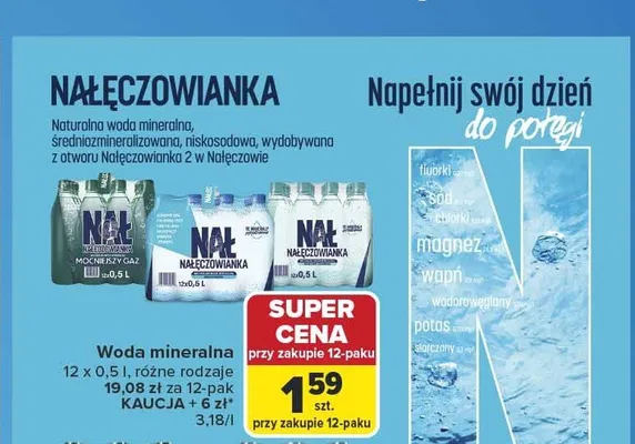 Woda mineralna Nałęczowianka delikatny gaz promocja w Carrefour