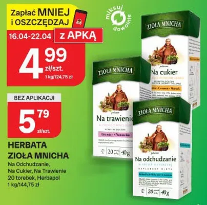 Herbata ziołowa Na Odchudzanie, Na Cukier, Na Trawienie promocja w Chorten