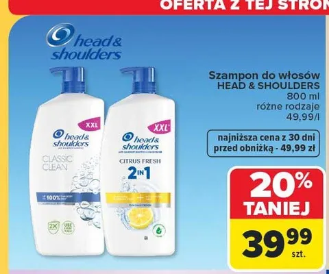 Szampon do włosów Head & Shoulders Citrus Fresh 2in1 promocja w Carrefour