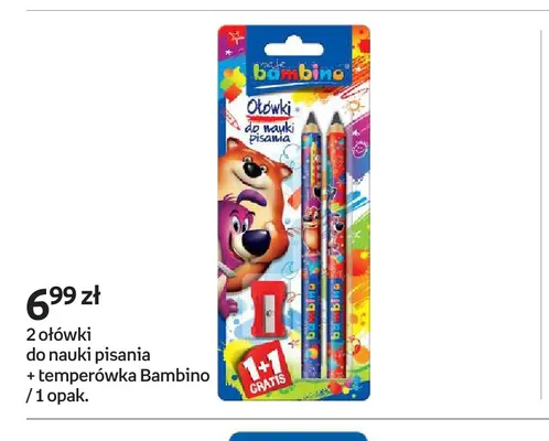 Zestaw 2 ołówki do nauki pisania + temperówka Bambino promocja w Empik