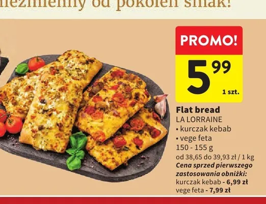 Flat bread La Lorraine vege feta promocja w Intermarche