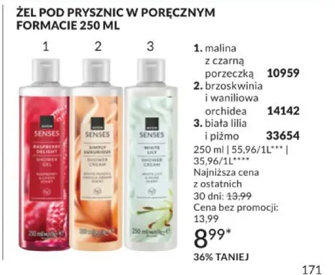 Żel pod prysznic Senses biała lilia i piżmo promocja w AVON