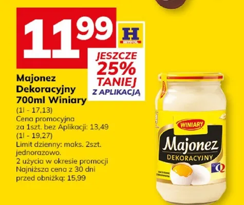 Majonez Dekoracyjny 700ml Winiary promocja w Hitpol