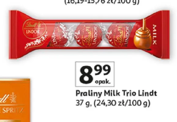 Praliny Lindt Lindor Milk Trio promocja w Auchan
