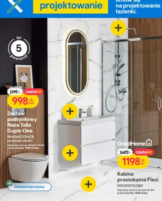 Kabina prysznicowa prostokątna Flexi GoodHome promocja w Castorama
