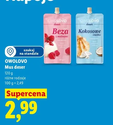 Mus deser Owolovo Kokosowe ciastko promocja w Lidl