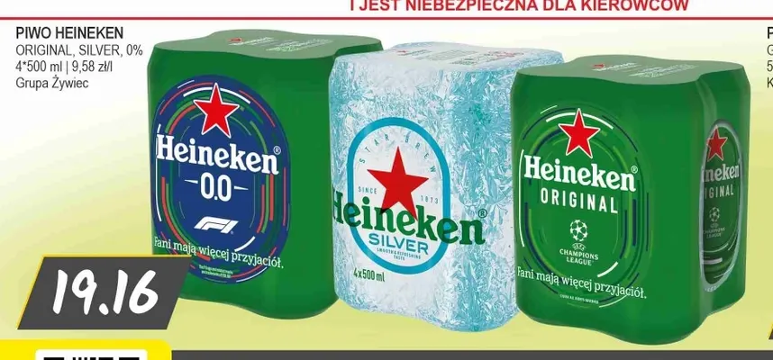 Piwo bezalkoholowe Heineken 4-pak 500 ml promocja w Słoneczko