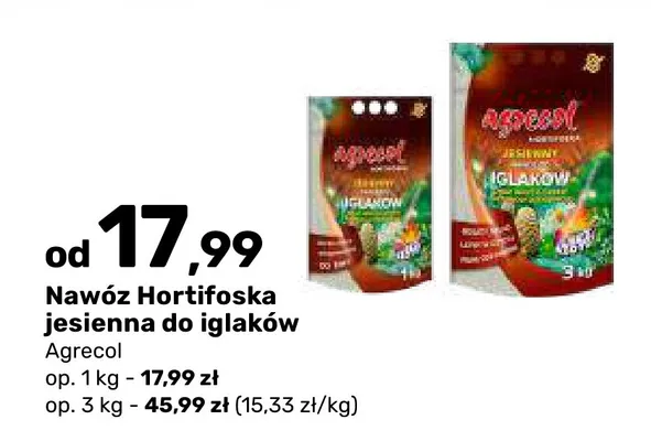 Nawóz Hortifoska jesienna do iglaków Agrecol promocja w Bricomarche