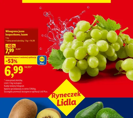 Winogrona jasne bezpestkowe luzem Ryneczek Lidla promocja w Lidl