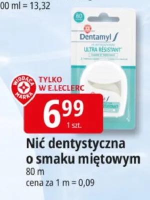Nić dentystyczna o smaku miętowym Dentamyl promocja w Leclerc