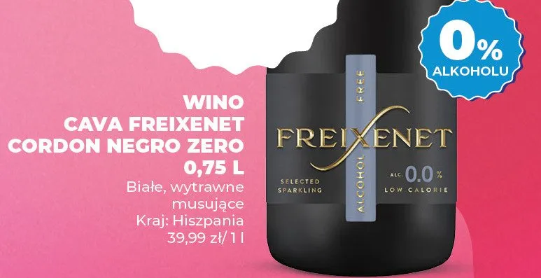 Wino Cava Freixenet Cordon Negro Zero 0,75 L promocja w Duży Ben