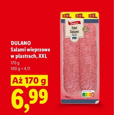 Salami wieprzowe w plastrach Dulano XXL promocja w Lidl