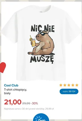 T-shirt chłopięcy Cool Club biały promocja w Smyk