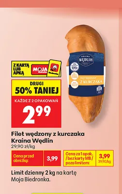 Filet wędzony z kurczaka Kraina Wędlin promocja w Biedronka