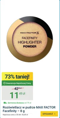 Rozświetlacz w pudrze Max Factor Facefinity Highlighter Powder promocja w ERLI