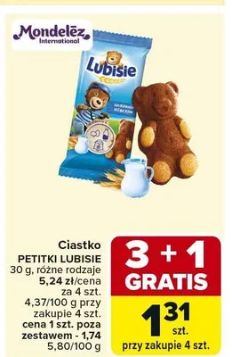 Ciastka PETITKI LUBISIE 30 g, różne rodzaje promocja w Carrefour