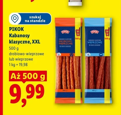 Kabanosy klasyczne wieprzowe Pikok XXL promocja w Lidl