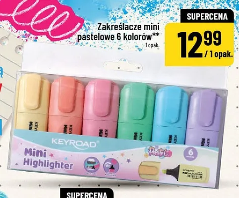 Zakreślacze mini pastelowe 6 kolorów Keyroad promocja w POLOmarket