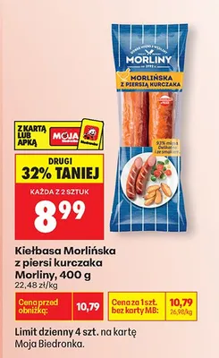 Kiełbasa morlińska z piersi kurczaka promocja w Biedronka