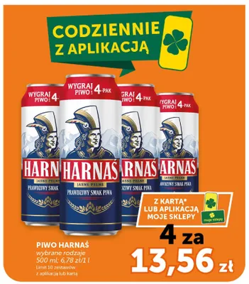Piwo Harnaś Jasne Pełne 4-pak promocja w Groszek