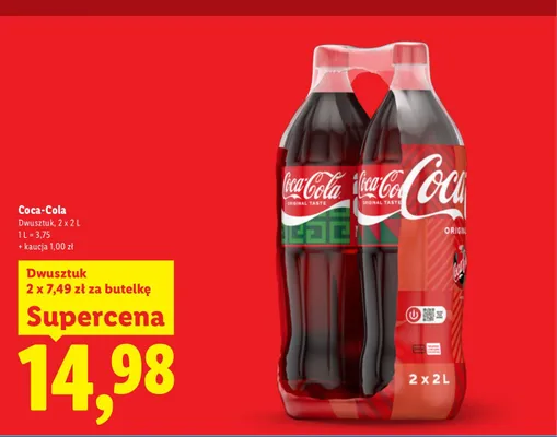 Napój gazowany Coca-Cola Original Taste 2-pak promocja w Lidl