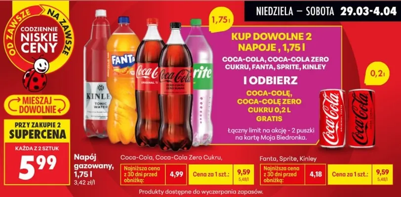 Napój gazowany 0.2l promocja w Biedronka