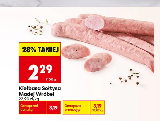 Kiełbasa Sołtysa Madej Wróbel promocja w Biedronka