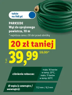 Wąż do sprężonego powietrza Parkside 10 m promocja w Lidl