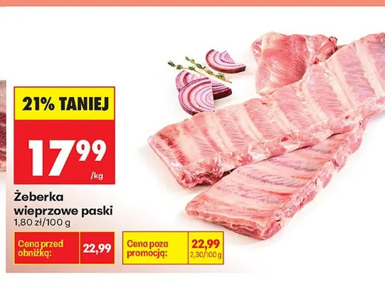 Żeberka wieprzowe paski promocja w Biedronka