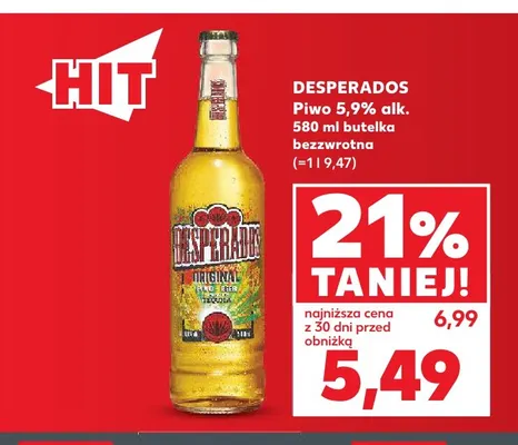 Piwo Desperados 5,9% alk. promocja w Kaufland