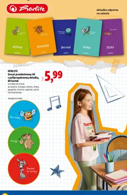Zeszyt przedmiotowy A5 matematyka z polipropylenową okładką 60 kartek Herlitz promocja w Lidl
