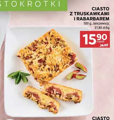 Ciasto z truskawkami i rabarbarem Janczewscy promocja w Stokrotka