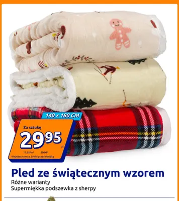 Pled ze świątecznym wzorem 140x180 cm promocja w Action