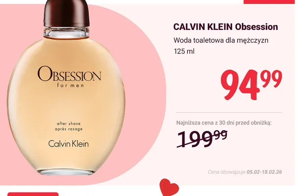 Woda toaletowa dla mężczyzn Obsession  promocja w Rossmann