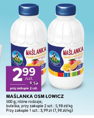 Maślanka mango z marakują Łowicz promocja w Stokrotka