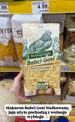 Makaron Babci Gosi wałkowany jaja z wolnego wybiegu 500g promocja w Dino