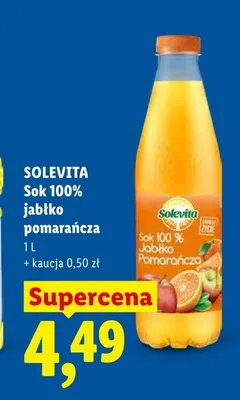 Sok 100% jabłko pomarańcza Solevita promocja w Lidl
