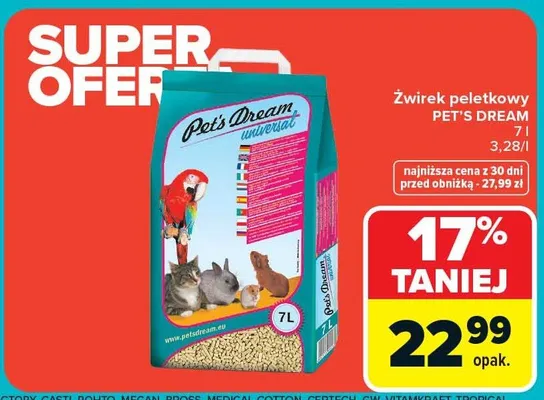 Żwirek peletkowy Pet's Dream universal promocja w Carrefour