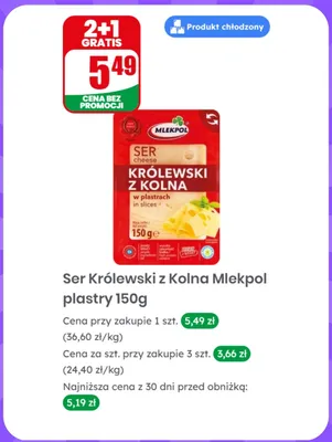 Ser Królewski z Kolna Mlekpol plastry promocja w Dino