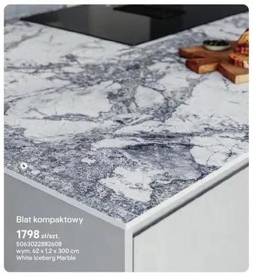 Blat kompaktowy White Iceberg Marble 62x1.2x300cm promocja w Castorama