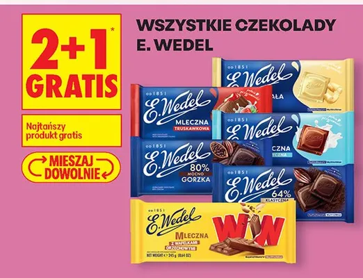 Wszystkie czekolady 2+1 gratis promocja w Biedronka