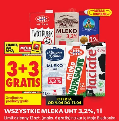 Mleko UHT 3,2% Łowicz promocja w Biedronka
