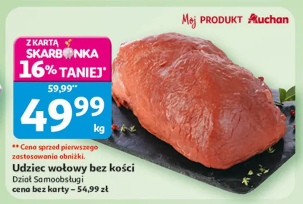 Udziec wołowy bez kości promocja w Auchan