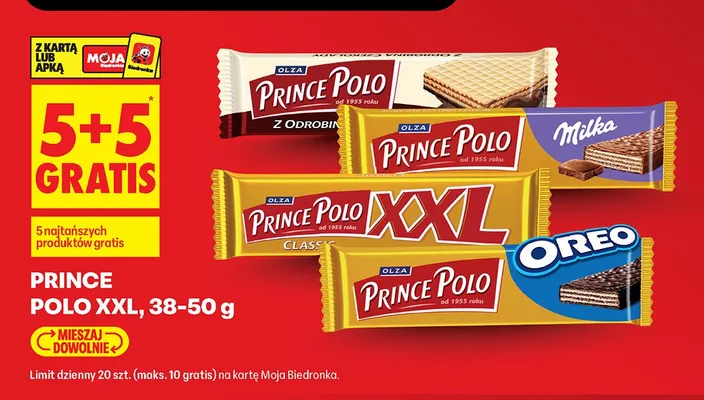 Wafel Prince Polo XXL Z odrobiną czekolady promocja w Biedronka