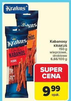 Kabanosy wieprzowe, drobiowe promocja w Carrefour