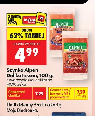 Szynka delikatna Alpen Delikatessen promocja w Biedronka
