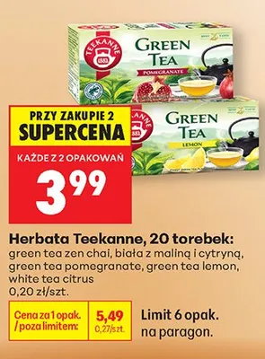 Herbata Teekanne green tea zen chai 20 torebek promocja w Biedronka