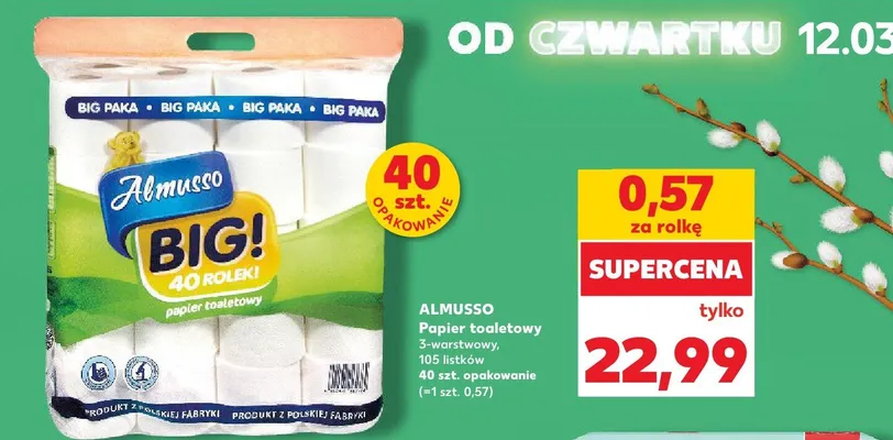 Papier toaletowy 3-warstwowy 40 szt.  promocja w Kaufland