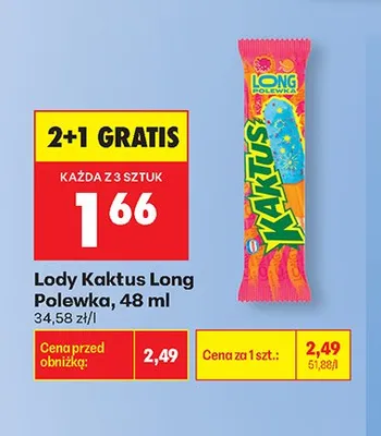 Lody Kaktus Long Polewka 48ml promocja w Biedronka