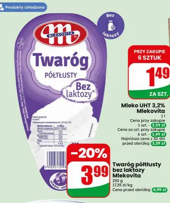 Twaróg półtłusty bez laktozy Mlekovita promocja w Dino